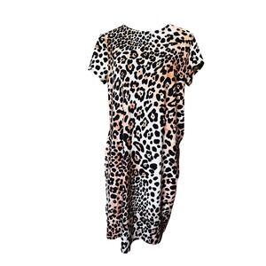 Harlow & Rose Leopard Print Maxi Dress Size S Short Sleeve Casual